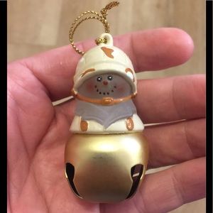 Snowman Soldier Bell Glass Ornament